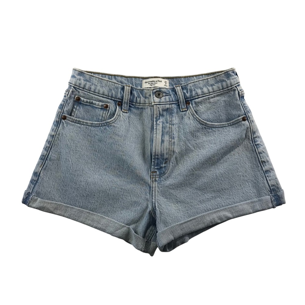 Abercrombie & Fitch The Mom Short High Rise Cuffed Light Wash Denim 27/4